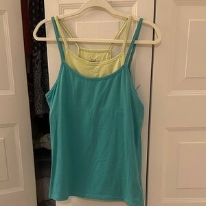Columbia Turquoise and Light Yellow Tank Top